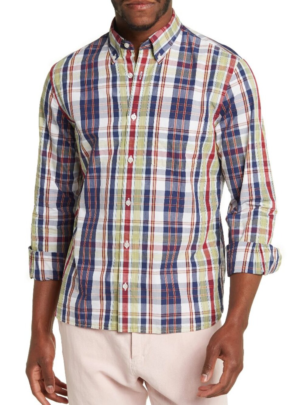 Brooks Brothers Blue and Green Plaid Broadcloth Button Up Shirt/1564